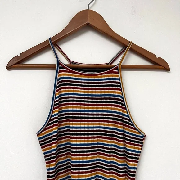Papaya Women’s Colorful Striped Halter Dress Size Large - Picture 2 of 6